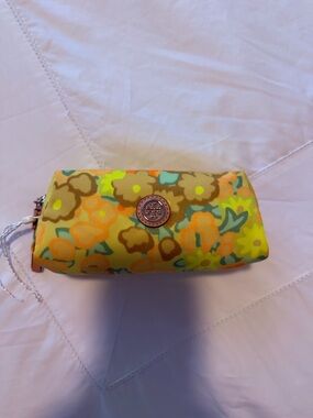 Tory Burch Yellow Floral Zip Cosmetic Case
